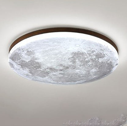 Round Wood Ceiling Light 15 in LED Flush Mount Fixture 24W 2400lm for Bedroom Living Room Hallway Modern Lighting