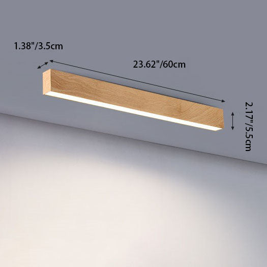 Hardwired LED Ceiling Light Fixture 24 in Aluminum Walnut Finish for Bedroom Living Room Hallway Low Profile Modern Indoor Lighting