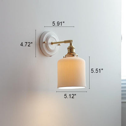 Ceramic & Brass Wall Sconce with Minimalist Contemporary Design for Bedroom, Living Room & Study | E26 Socket