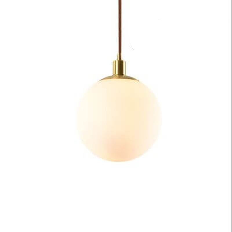 Adjustable Ceiling Pendant with Glass Shade for Entryway, Den, or Sleeping Space - Modern Suspended Fixture in White or Gold - 10 Inch Globe