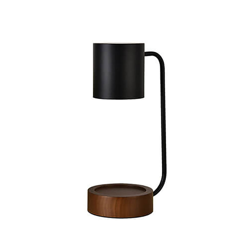Flameless Scented Wax Warmer Lamp with Wood Base & Dimmable Ambient Light for Bedroom Living Room