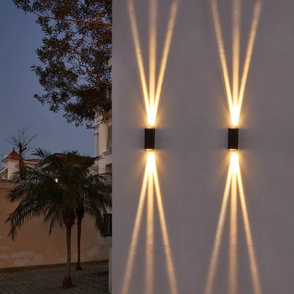 Dual-Beam Aluminum LED Wall Light for Indoor & Outdoor Use – Black Fixture with Warm, Cool, or Neutral Light