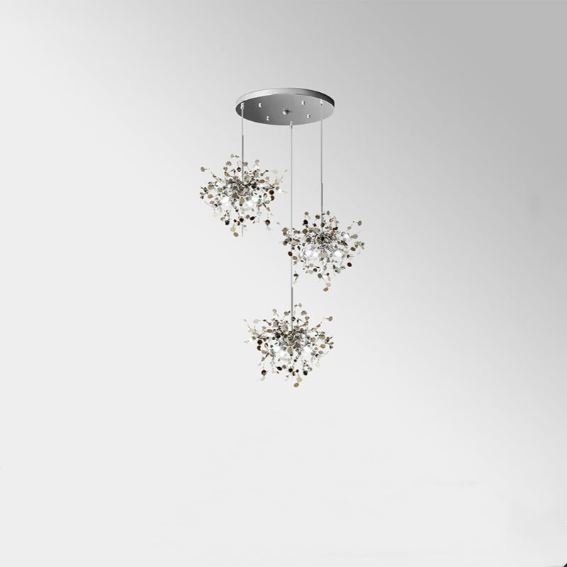 Mid-Century Starburst Hanging Fixture with Height-Adjustable Chain for Dining & Living Spaces Gold or Silver Finish G9 Socket Metal Construc