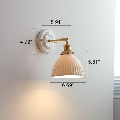 Ceramic & Brass Wall Sconce with Minimalist Contemporary Design for Bedroom, Living Room & Study | E26 Socket