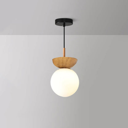 Spherical Glass Ceiling Light with Metal Frame - Contemporary Hardwired Fixture for Bedroom, Entryway & Hallway - G9 Socket