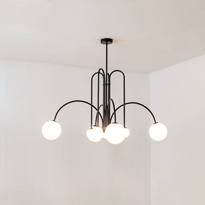 Multi-Pendant Glass Chandelier for Dining Room & Living Room – Adjustable Height Suspension Fixture with LED Bulbs