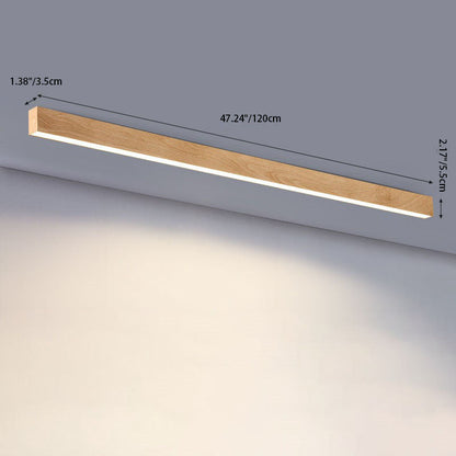 Plafonnier LED rectangulaire encastré 47 pouces en aluminium avec diffuseur en acrylique grain de bois pour salle à manger, chambre, bureau, naturel, chaud, minimaliste