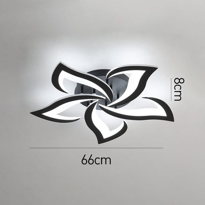 Flush Mount LED Fixture Metal Acrylic Black Layered Floral Pattern for Bedroom Living Room Hallway Contemporary Home Decor Overhead Light