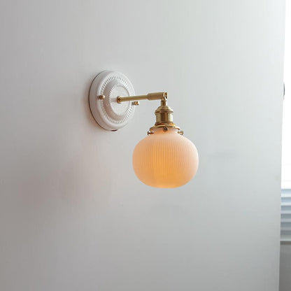 Ceramic & Brass Wall Sconce with Minimalist Contemporary Design for Bedroom, Living Room & Study | E26 Socket