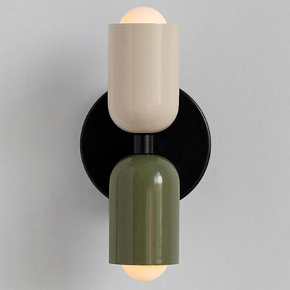 Two-Tone Glass Wall Sconce with Dual Light Uplight Downlight for Bedroom Living Room Hallway Modern Minimalist Home Accent Lighting