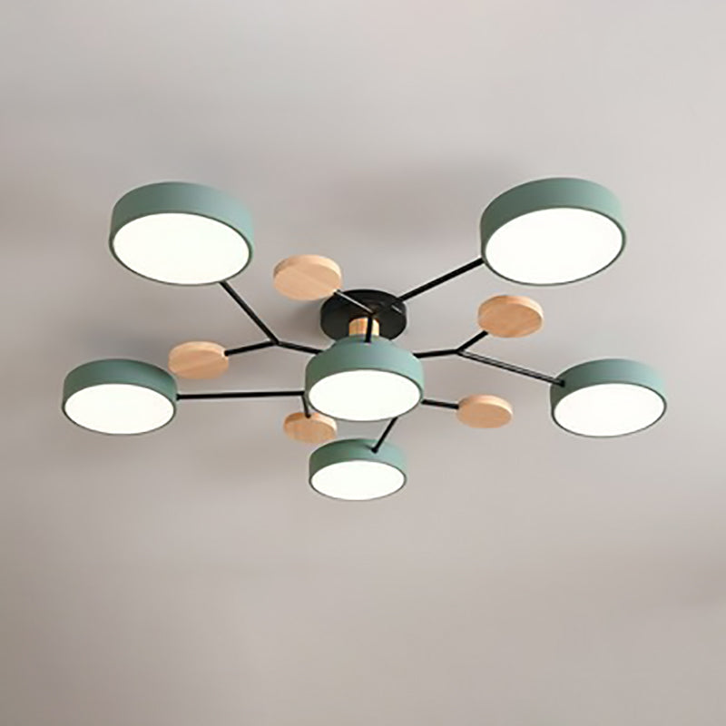 Modern Branch Sphere Semi-Flush Ceiling Light with Integrated LED for Bedrooms & Living Spaces