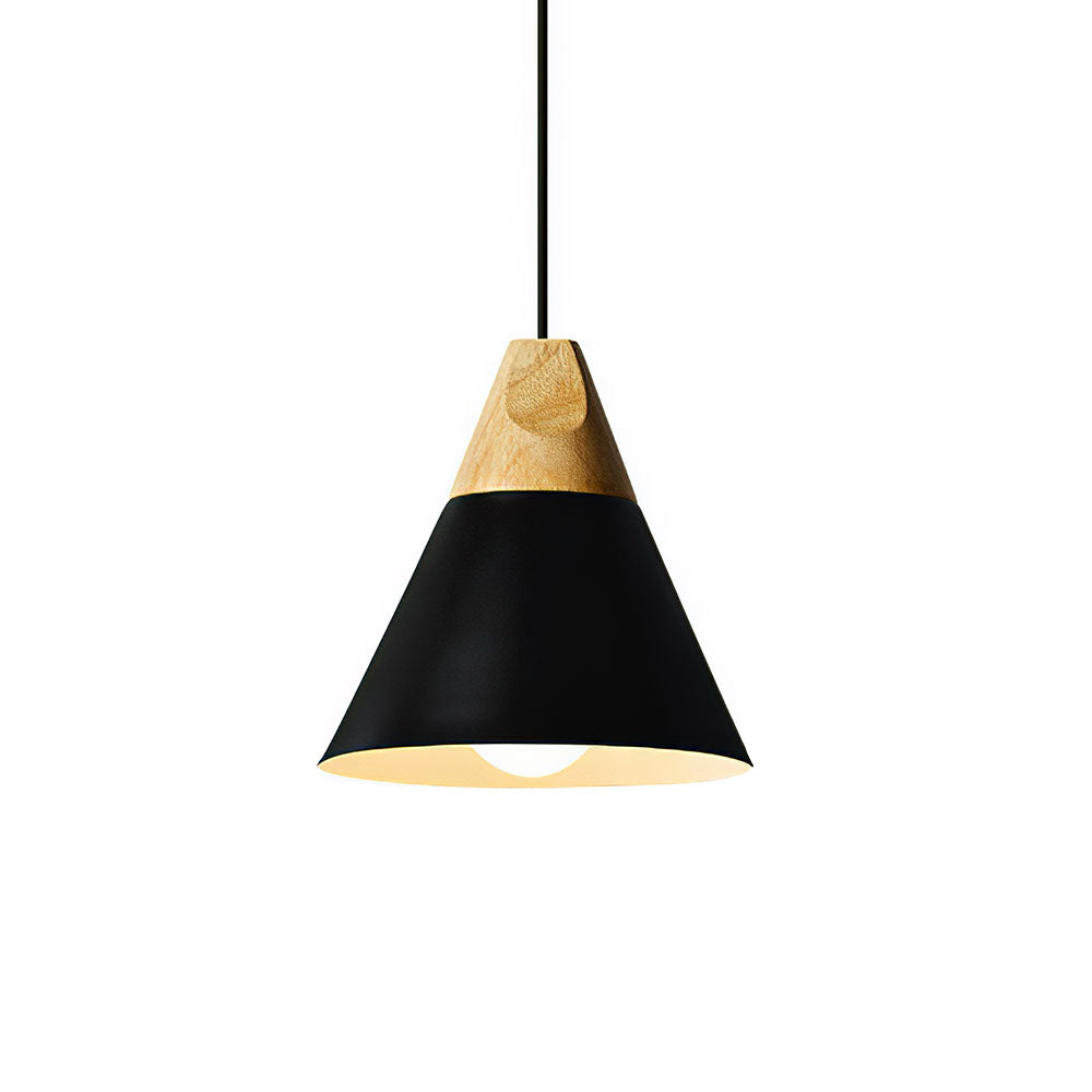 Aluminum & Wood Hanging Lamp E27 Socket Gray Black White Yellow Kitchen Island Dining Table Overhead Fixture Scandinavian Style Modern Minim