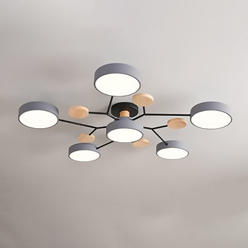 Modern Molecular LED Ceiling Light – Scandinavian Wood & Metal Flush Mount for Living Room, Bedroom & Kitchen