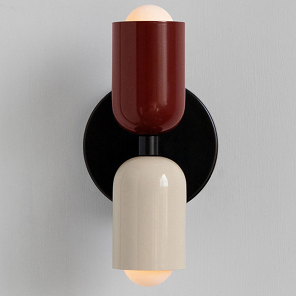 Two-Tone Glass Wall Sconce with Dual Light Uplight Downlight for Bedroom Living Room Hallway Modern Minimalist Home Accent Lighting