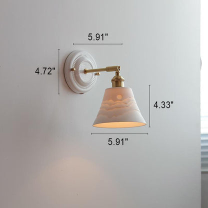 Hardwired Ceramic Sconce with Brass Accent, E26 Socket for Bedroom & Study, 9 in Modern Wall Light