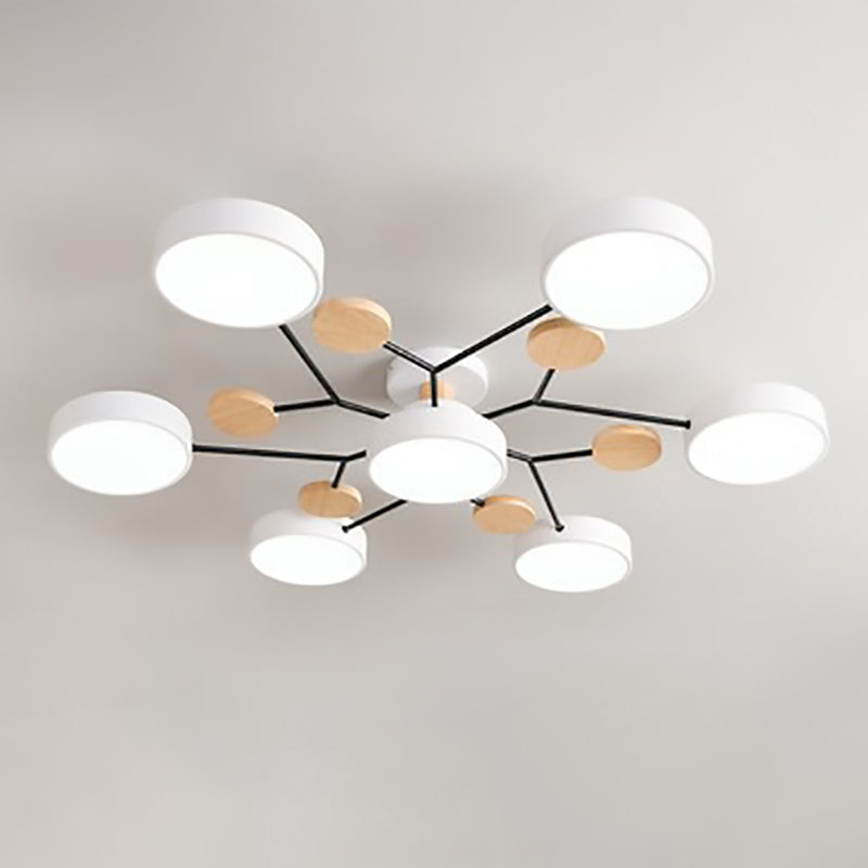 Modern Molecular LED Ceiling Light – Scandinavian Wood & Metal Flush Mount for Living Room, Bedroom & Kitchen