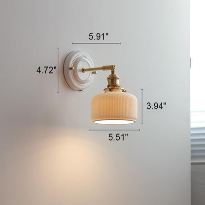 Ceramic & Brass Wall Sconce with Minimalist Contemporary Design for Bedroom, Living Room & Study | E26 Socket