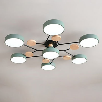 Modern Molecular LED Ceiling Light – Scandinavian Wood & Metal Flush Mount for Living Room, Bedroom & Kitchen