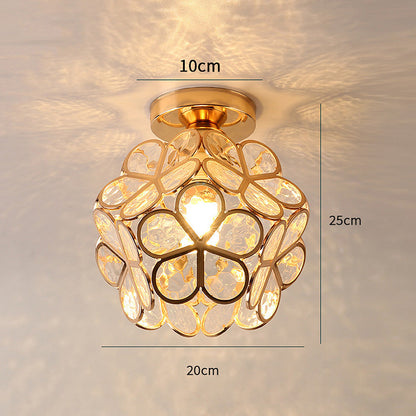 Floral Ceiling Light with Acrylic Petals and Gold Accents for Bedroom, Hallway, Living Room