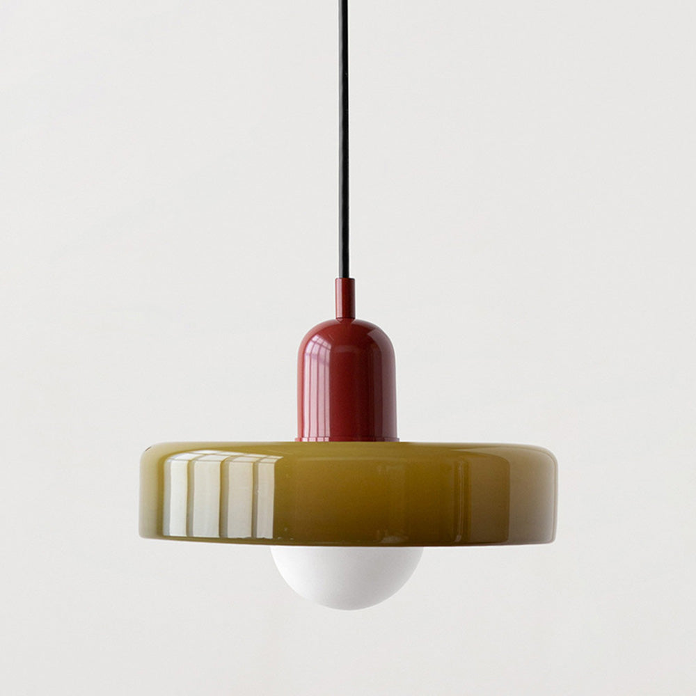 Glass Pendant Light with Adjustable Cord & Warm Glow – Modern Geometric Hanging Fixture for Dining Room & Living Room Decor