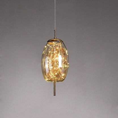 Glass Pendant Light with Adjustable Cord – Modern Minimalist Hanging Ceiling Fixture for Living Room, Bedroom & Dining | LED Ambient