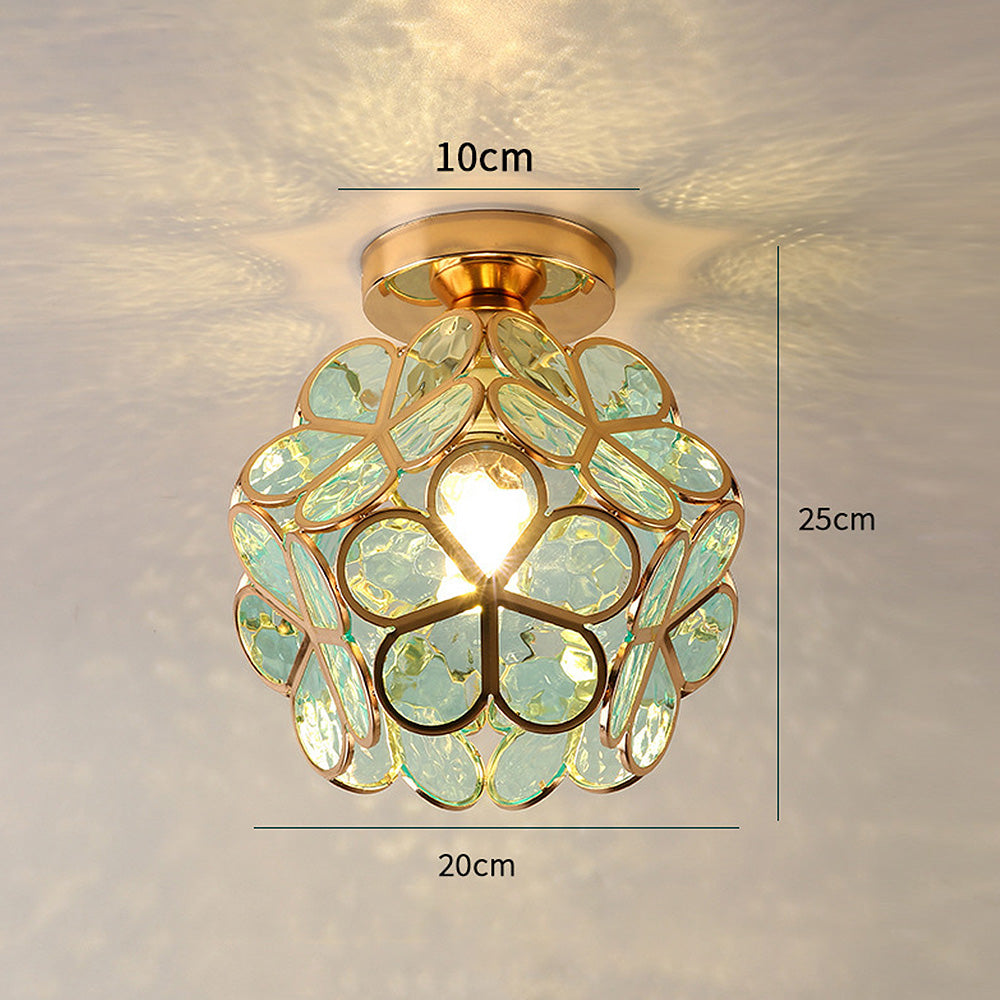 Floral Ceiling Light with Acrylic Petals and Gold Accents for Bedroom, Hallway, Living Room