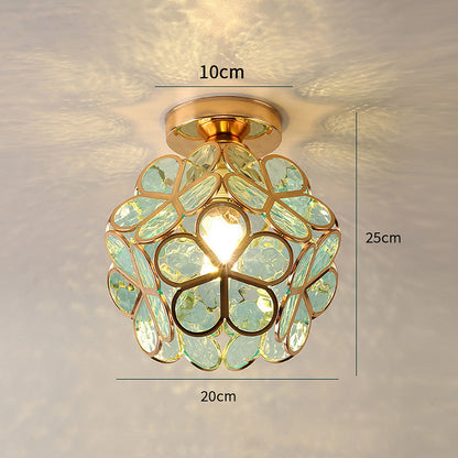 Flush Mount Flower Fixture in Gold with Acrylic Shade for Entryway Bedroom Small Spaces 8-Inch Modern LED Overhead Home Lighting