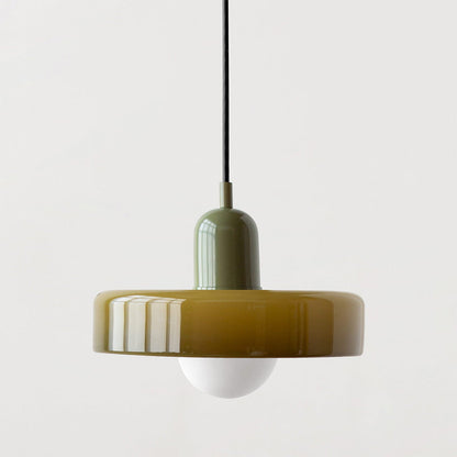 Handcrafted Art Glass Dome Pendant Light, Adjustable Modern Hanging Fixture for Dining Room Kitchen Island Living Room