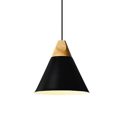 Aluminum & Wood Hanging Lamp E27 Socket Gray Black White Yellow Kitchen Island Dining Table Overhead Fixture Scandinavian Style Modern Minim