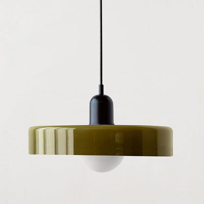 Handcrafted Art Glass Dome Pendant Light, Adjustable Modern Hanging Fixture for Dining Room Kitchen Island Living Room