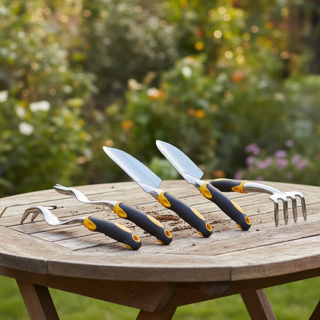 Ensemble GardenGrip – Outils ergonomiques en acier inoxydable – Kit d'outils à main complet