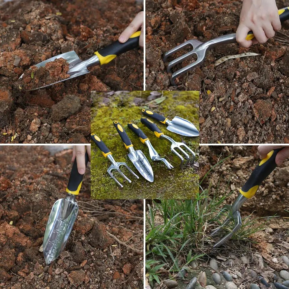 Ensemble GardenGrip – Outils ergonomiques en acier inoxydable – Kit d'outils à main complet
