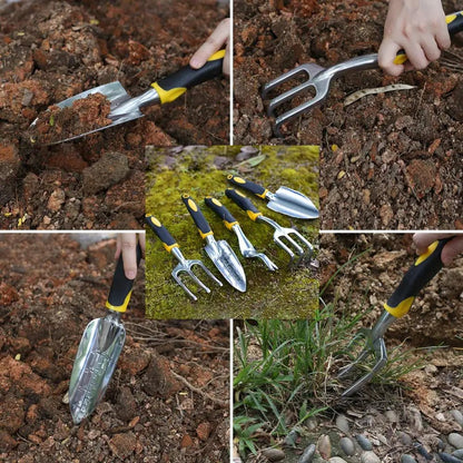 Ensemble GardenGrip – Outils ergonomiques en acier inoxydable – Kit d'outils à main complet