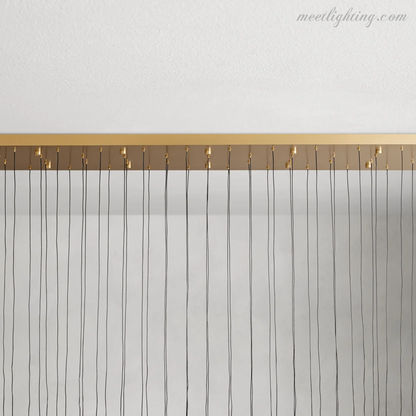 Linear LED Chandelier with Textured Glass Drops – Adjustable Height – Brass Bronze Nickel – 37 to 120 Inch – Dining Room Kitchen Island
