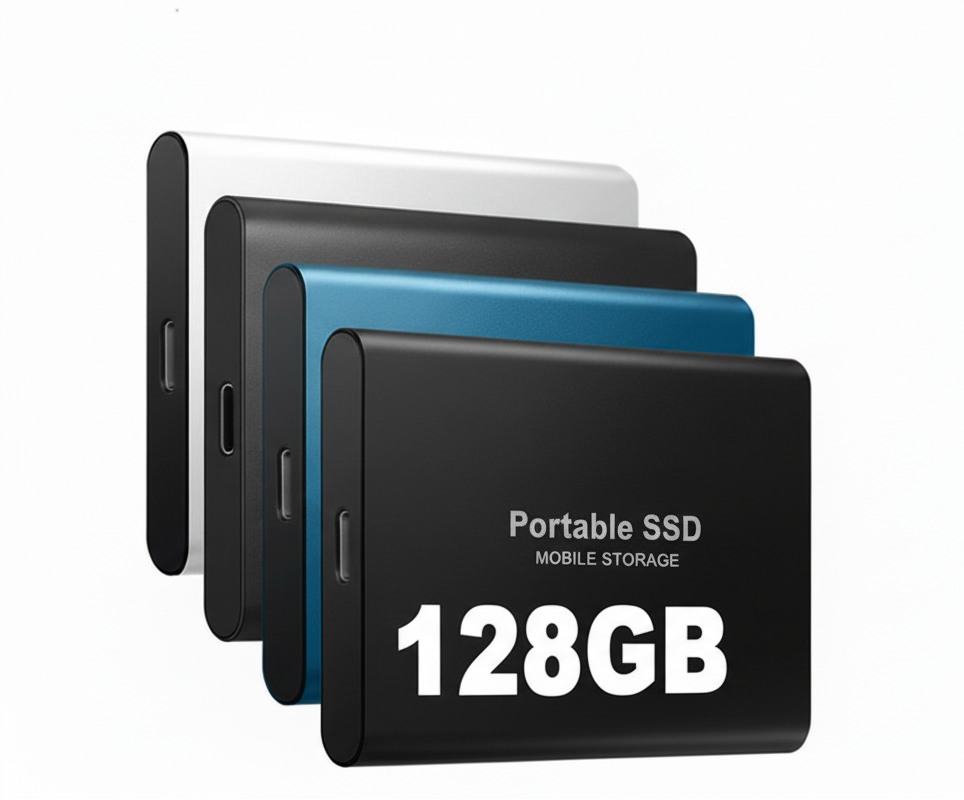 Solid-State Drive USB-C 128GB Storage Device for Laptops Phones Tablets Android Apple Windows Cross-Platform Compatible Ultra-Slim Backup So