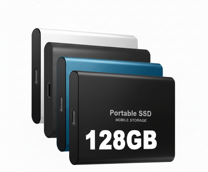 Ultra-Slim Solid State Drive 128GB USB-C Compatible for Laptops Phones Tablets Android Windows Apple Cross-Platform Storage Solution