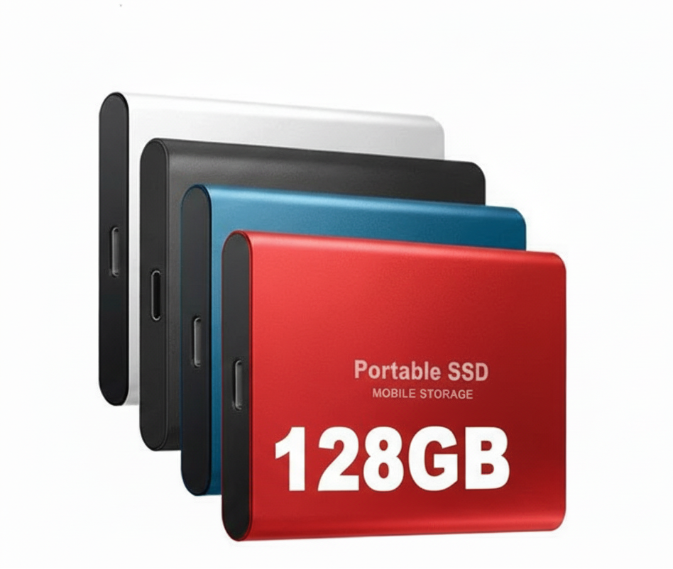 Ultra-Slim Solid State Drive 128GB USB-C Compatible for Laptops Phones Tablets Android Windows Apple Cross-Platform Storage Solution