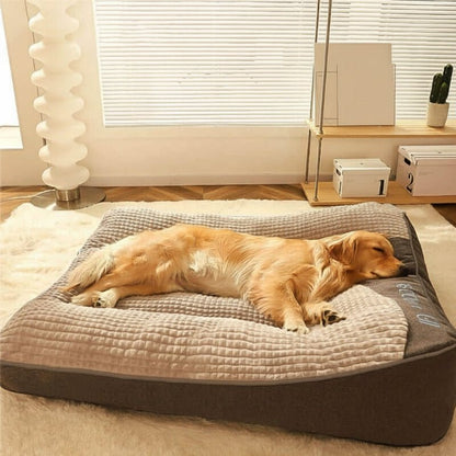 Lit surélevé en peluche pour grands chiens 119 cm × 94 cm, housse amovible lavable en machine, tapis à coussin de soutien pour Golden Retrievers et Labradors