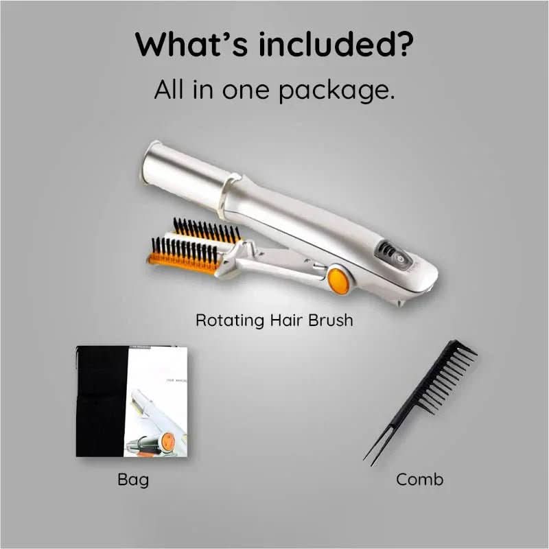 Heated Ceramic Barrel Hair Styler with Auto-Rotate Brush & 3 Temperature Settings for Volume and Curls