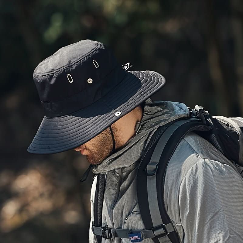 Vented Outdoor Sun Hat with Adjustable Chin Strap for Hiking & Fishing – Foldable UV Protection Bucket Cap for Men & Women