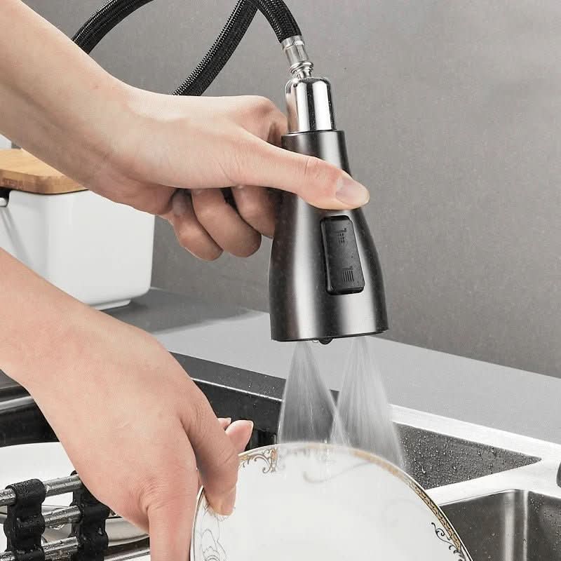Single-Handle Pull-Down Kitchen Faucet with 360° Swivel Spout – Chrome, Brushed Nickel, Black & Gray Finish Options for Modern Sink