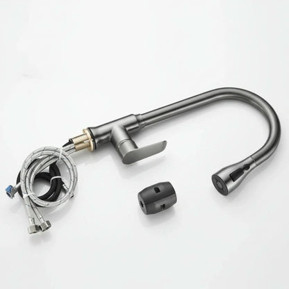 Single-Handle Pull-Down Kitchen Faucet with 360° Swivel Spout – Chrome, Brushed Nickel, Black & Gray Finish Options for Modern Sink