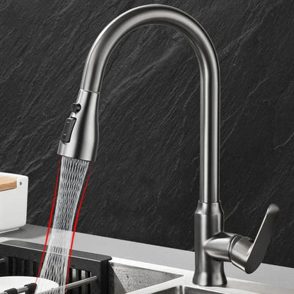 Single-Handle Pull-Down Kitchen Faucet with 360° Swivel Spout – Chrome, Brushed Nickel, Black & Gray Finish Options for Modern Sink