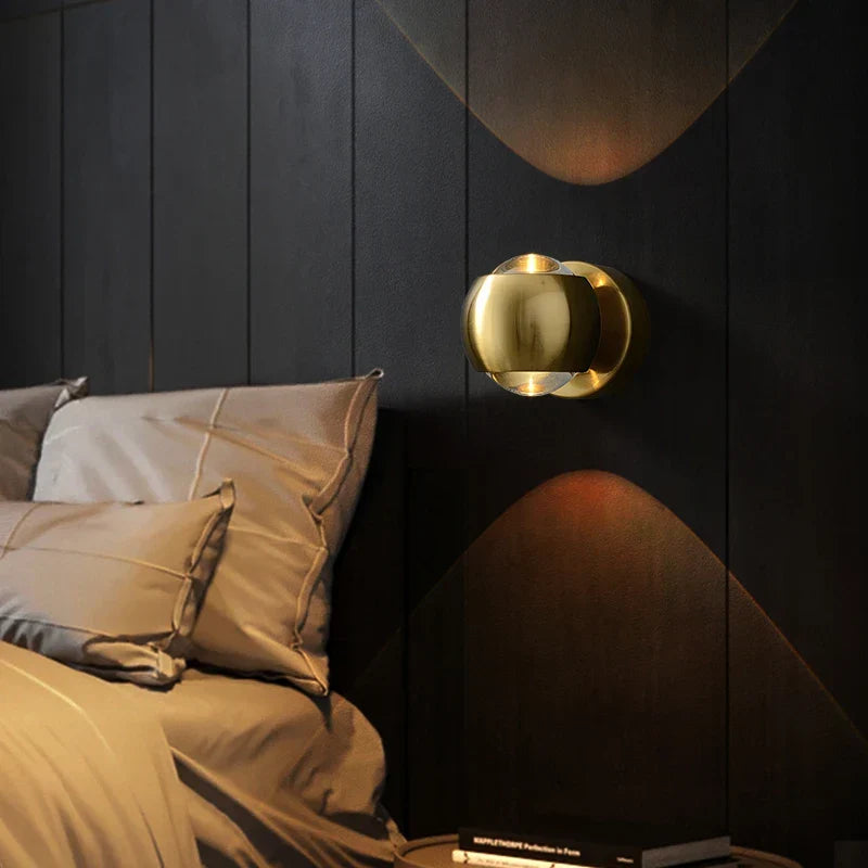 Contemporary Copper LED Wall Sconce Up Down Light for Entryway Hallway Bedroom Bathroom Gold Black Chrome