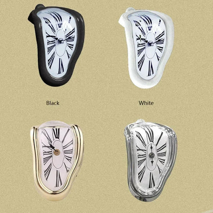 Horloge décorative Flowing Timepiece en aluminium à quartz, cadran à chiffres romains, 18 x 13 x 15 cm, argentée, style surréaliste pour bureau, cheminée ou étagère