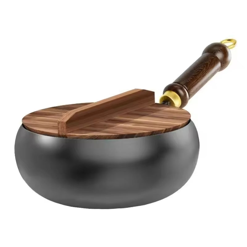 Heavy-Duty Iron Skillet Pan 12 in Diameter for High-Heat Cooking & Searing Asian Dishes on Gas Induction Stovetops