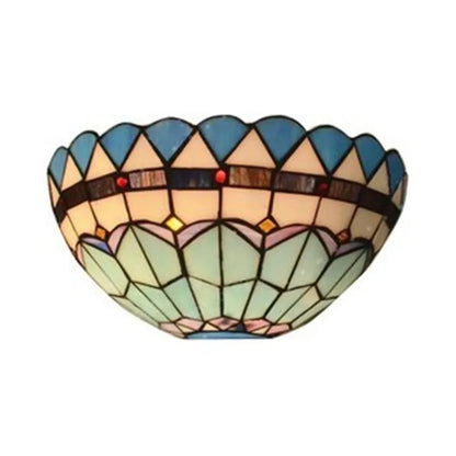 Stained Glass Sconce with Blue & Mint Green Tiles for Bedroom, Hallway & Dining Room | E27 Socket Compatible with LED