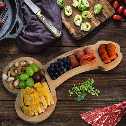 Wooden Charcuterie Board with Compartments for Cheese Snacks Appetizers Entertaining Party Platter Dark Wood Serving Tray for Game Night