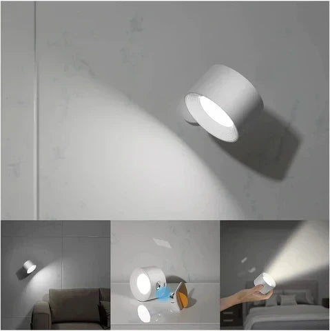 Cordless Rotating Sconce Light USB Rechargeable 3 in Magnetic Mount Touch Dimming Night Light for Bedside Hallway Closet Accent Lighting No