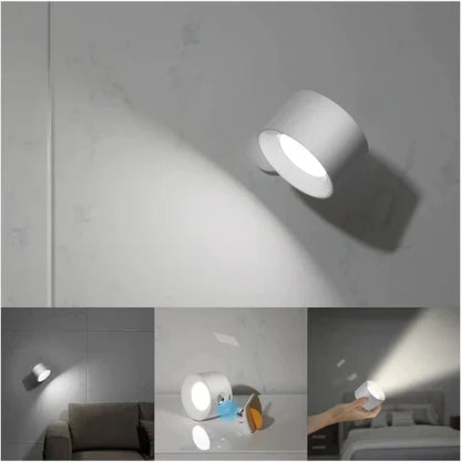 Rechargeable Wall Sconce with 360° Swivel Head – Dimmable LED Accent Light for Bedroom, Living Room, Reading Nook